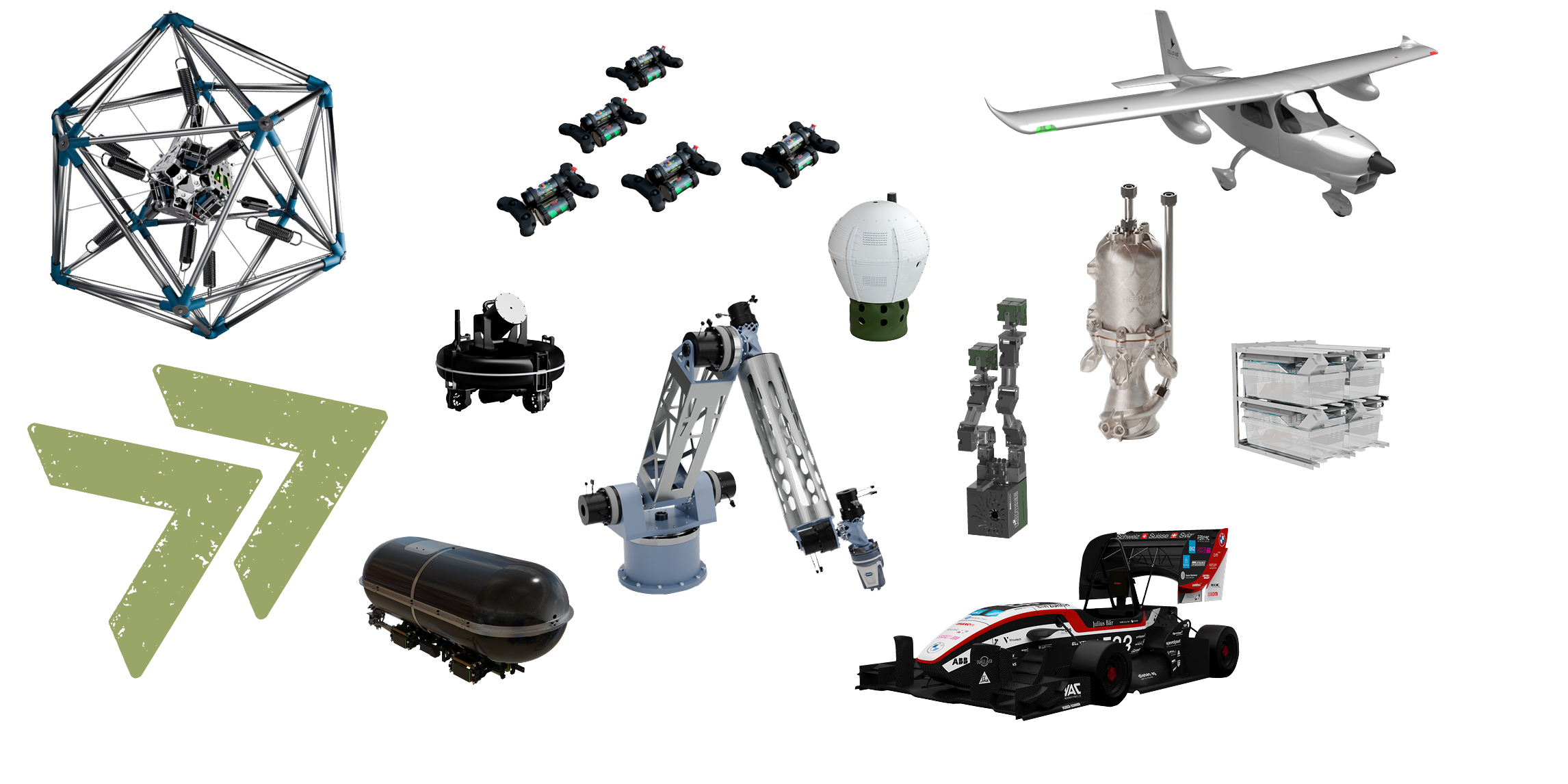 Key visual Focus Rollout 2025: Computer generated graphics of technology prototypes