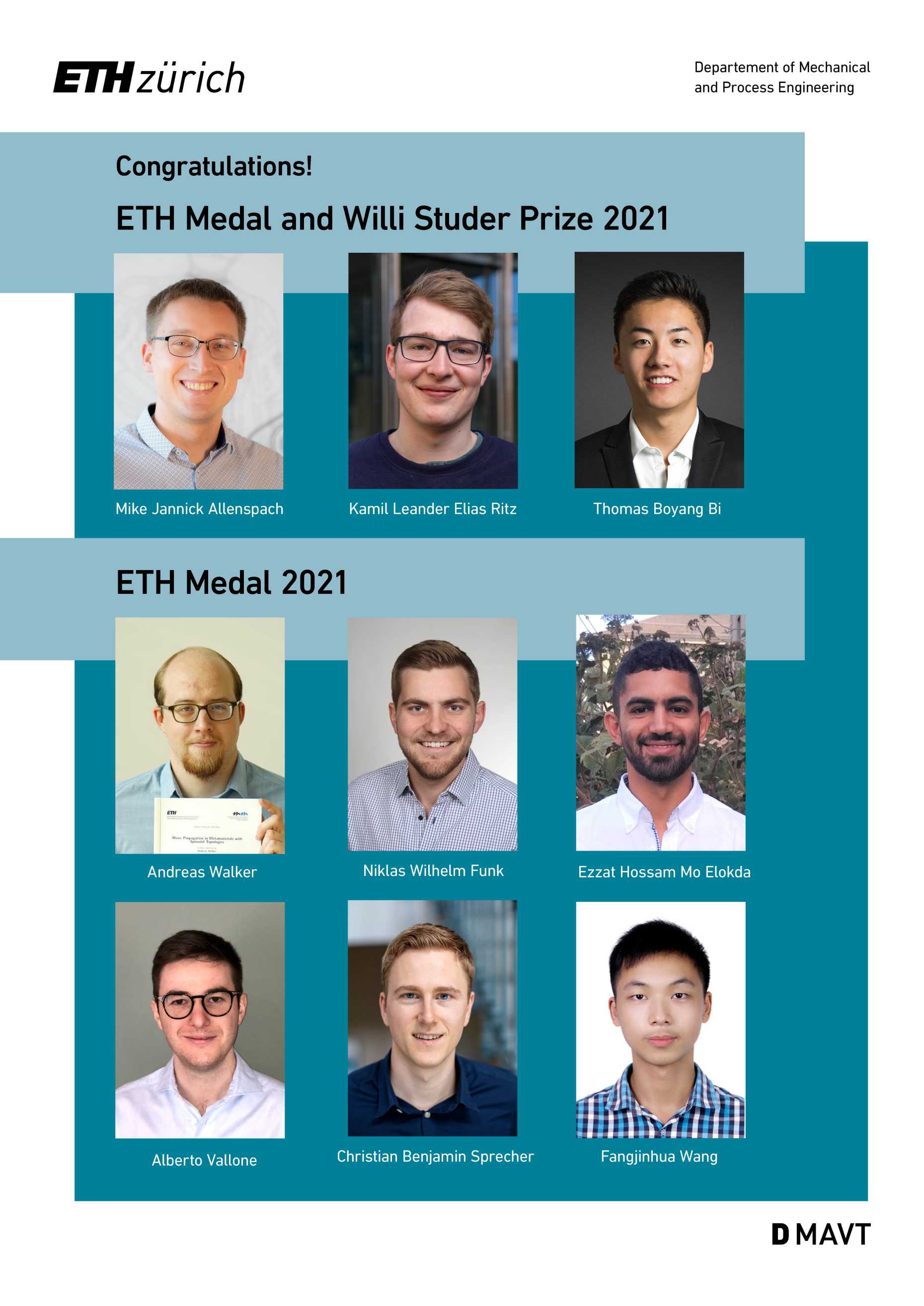 ETH Medal and Willi Studer Prize Recipients