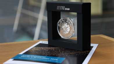 Close-up of ETH medal